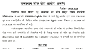 RPSC 1st Grade Teacher Result 2025