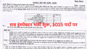 RPSC SI Recruitment 2025