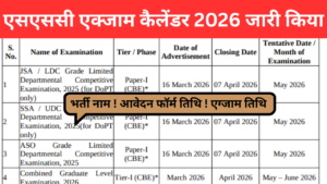 SSC Exam Calendar 2026