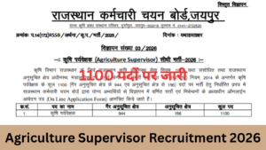Rajasthan Agriculture Supervisor Recruitment 2026